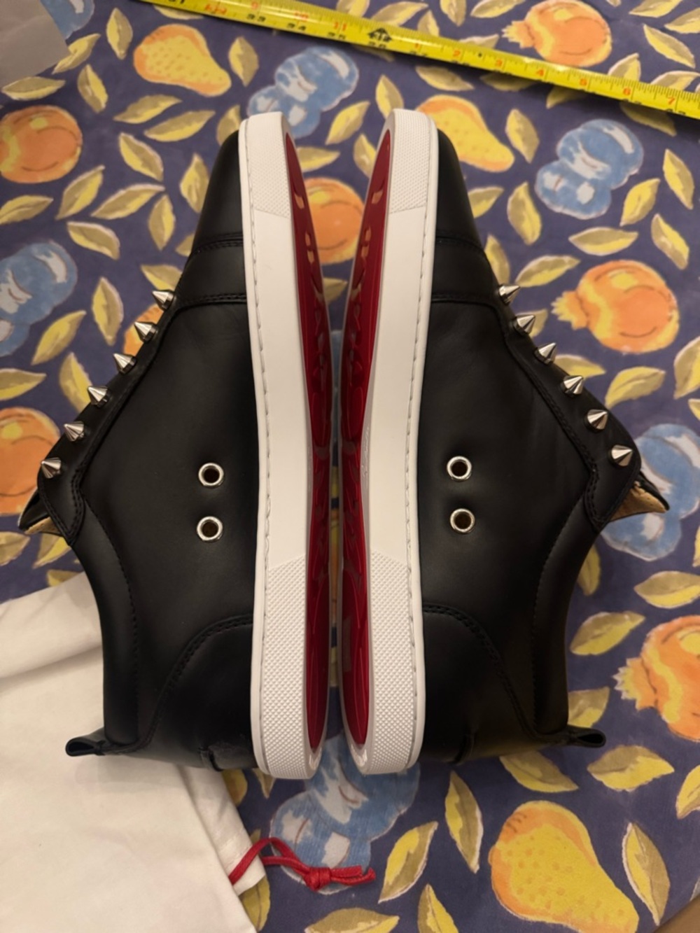 NWT Christian Louboutin Womens Black Leather Spike Slip-On Sneakers 9B - Picture 5 of 12